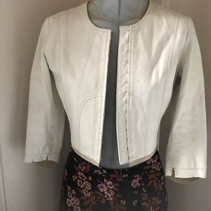 Tracy Reese cropped leather jacket white Size 4